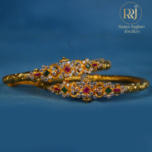 Nan Kada Gold Bangles with Ruby & Emerald Stones